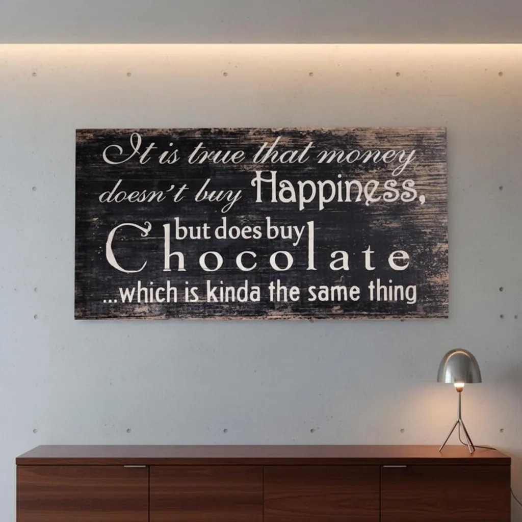 Décoration Murale Salon : Grand Panneau Bois Vintage 100x50cm Chocolat
