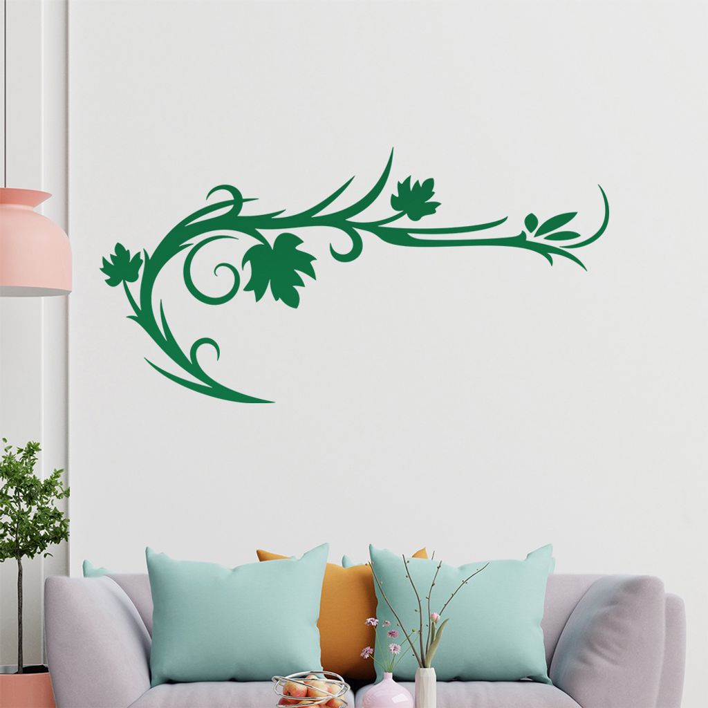Blätter - Linien Wandtattoo in 6 Größen - Wandaufkleber Wall Sticker - Dekoration, Küche, Wohnzimmer, Schlafzimmer, Badezimmer