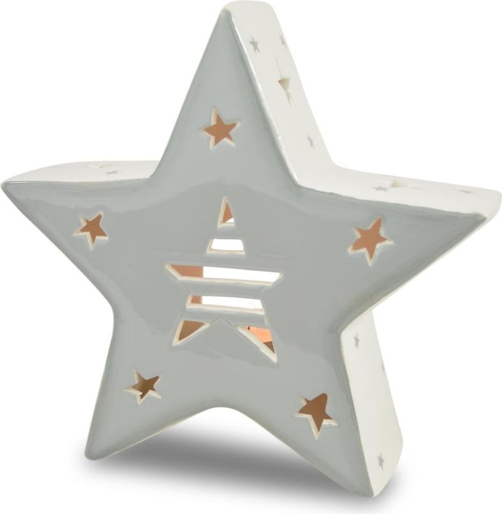 Deko-Stern Teelichthalter - Weiß, Dolomit, 16 cm - 73566