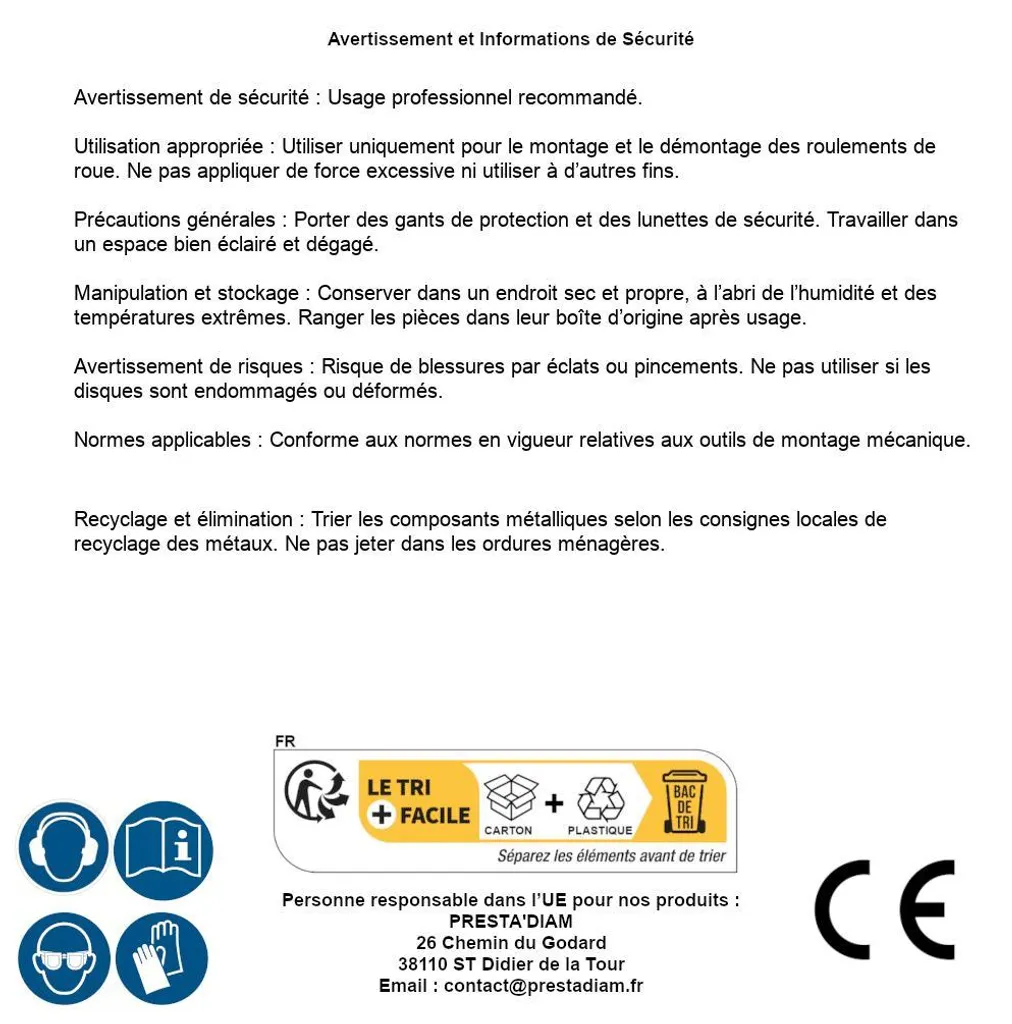 Kit Montage Roulement de Roue Acier Résistant - 52 Disques Haute Précision