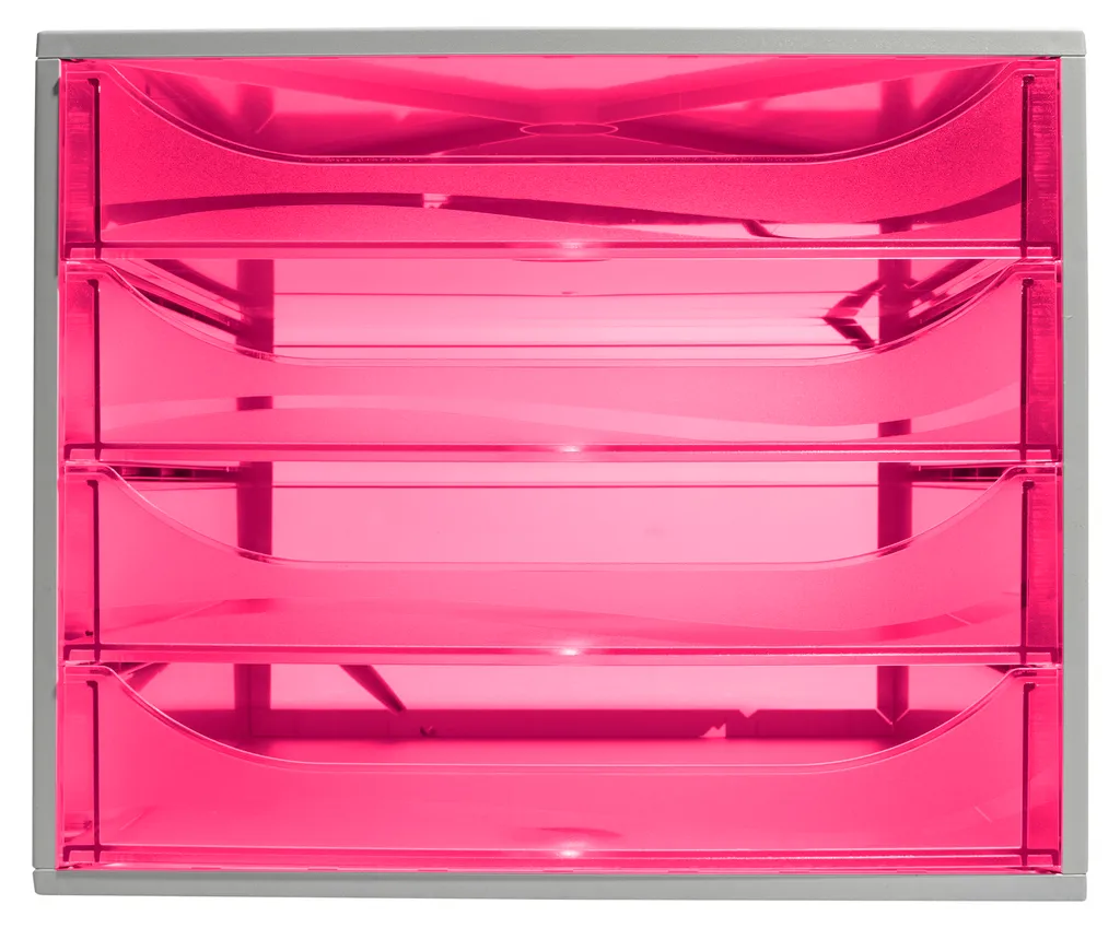 Exacompta Ecobox Linicolor 228654D Module 4 tiroirs Framboise