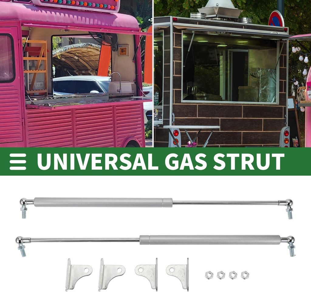 Universelle Unterbett-Hebe-Hubstützen Gasfedern 20 Zoll / 500 mm 80 lb / 355 N / 35,5 kg Silberton 2 Stück