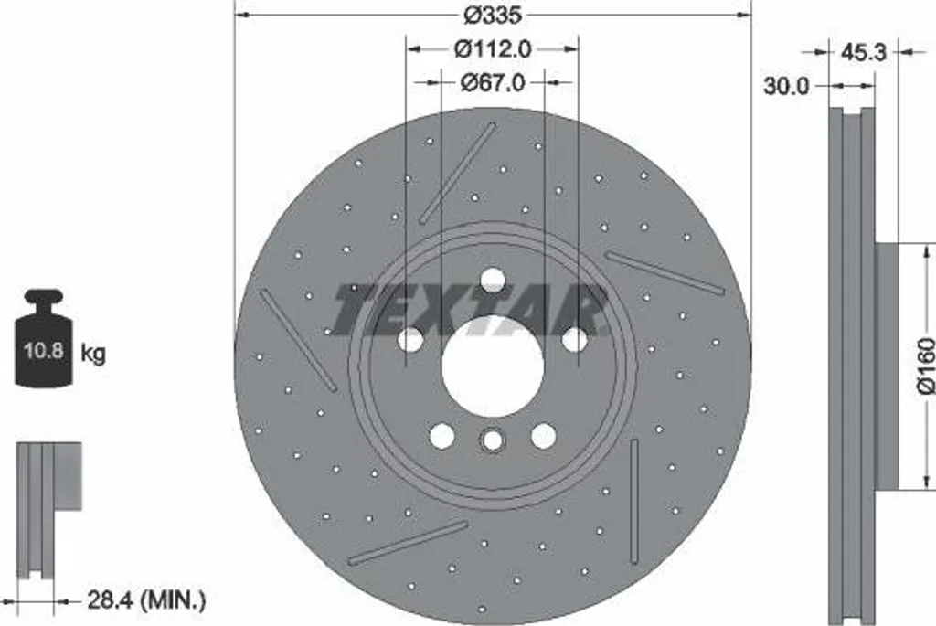 Disque de frein TEXTAR 92317105 OE 34106864133 pour Mini Clubman F54