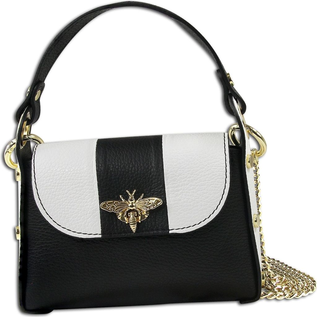 Toscanto Leder Tasche Umhängetasche schwarz weiß OTT833USW