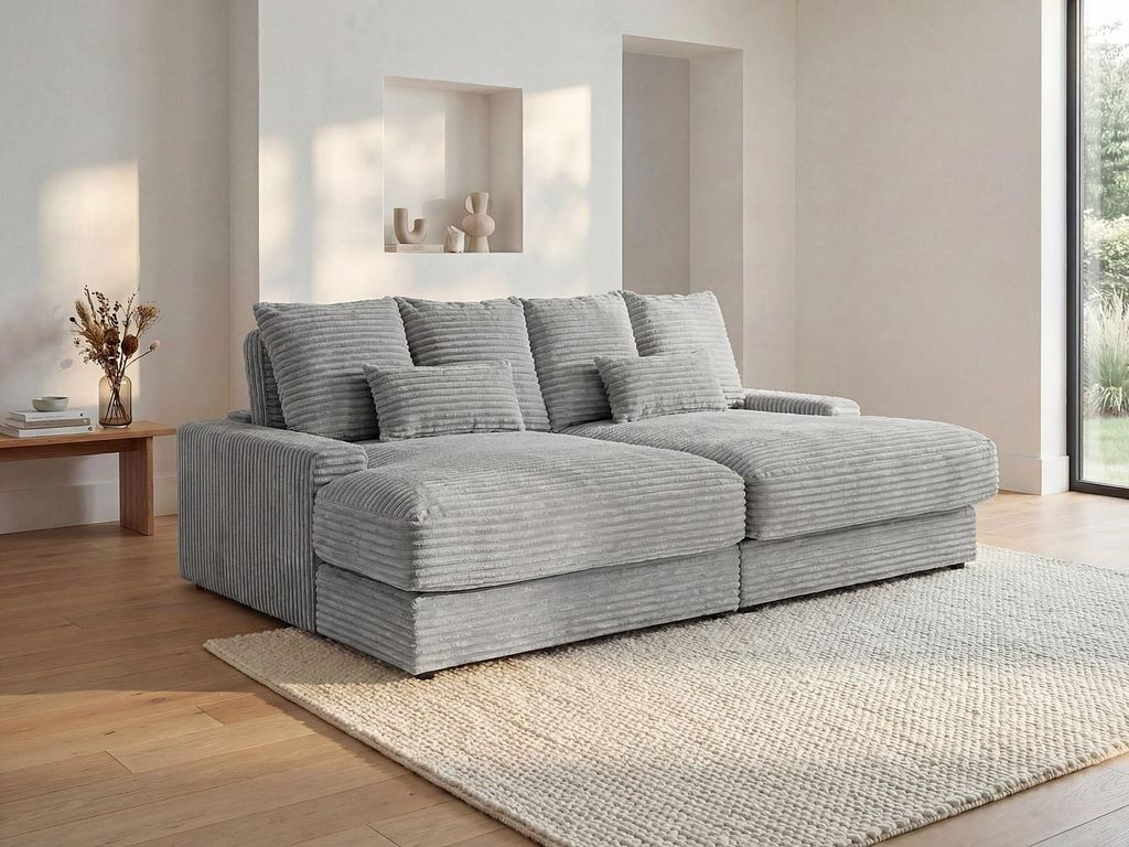Vente-unique Calazo, Liebessitz-Sofa, Wohnzimmer, Grau, 3 Sitz(e), Grau, Strukturierte Oberfläche