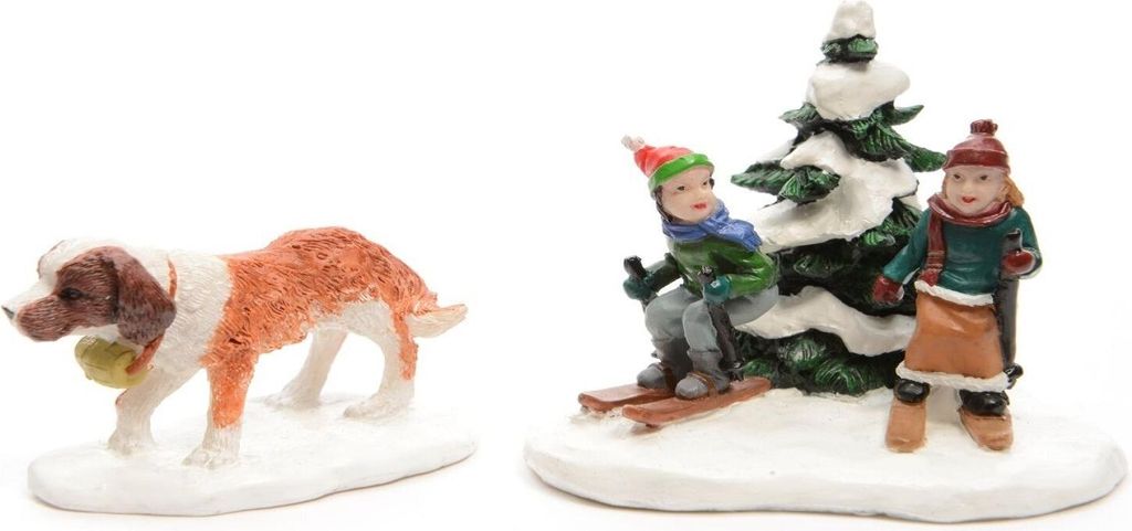 Figuren Dekofiguren Kinder Bernhardiner 2 tlg Tischdeko