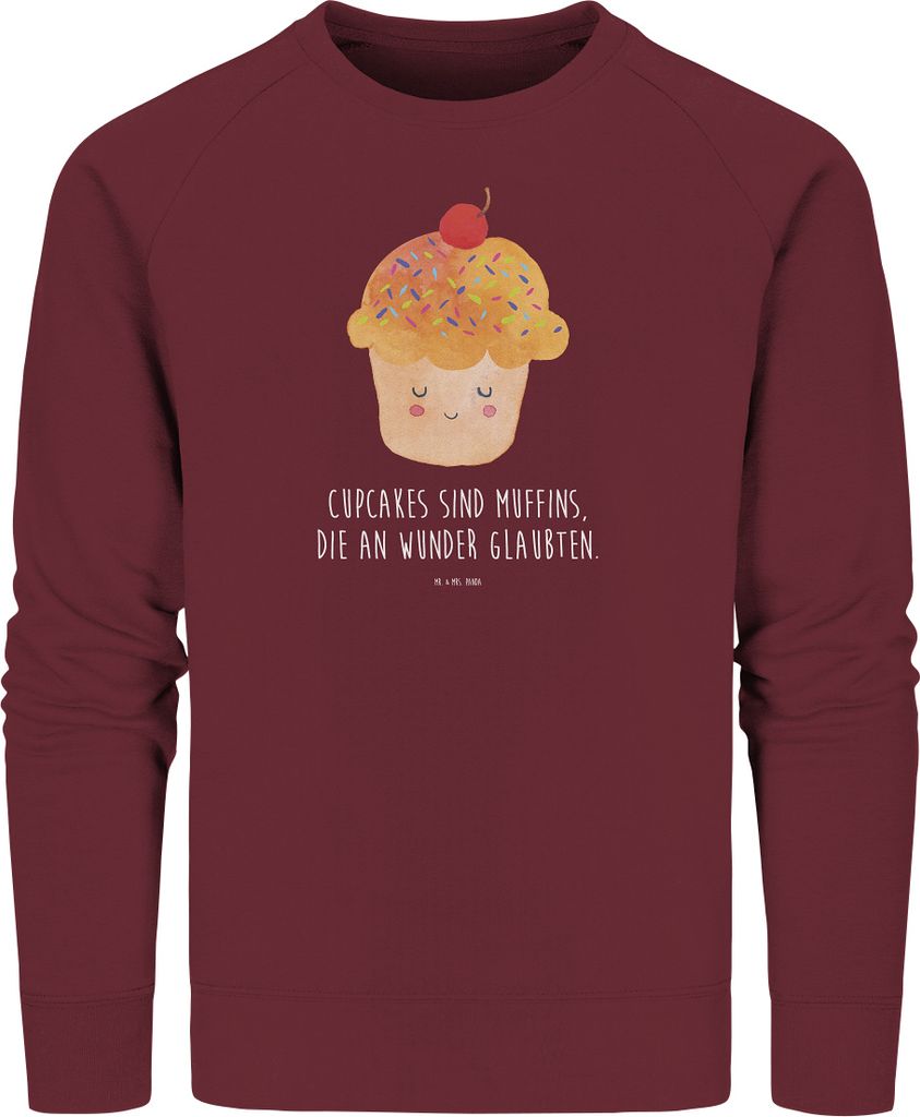 Mr. & Mrs. Panda Baumwoll Pullover Cupcake Größe XS - Burgundy - Geschenk, Sweatshirt, Küche Deko, Backen, Motivation Sprüche, Wunder, Muffin, ...