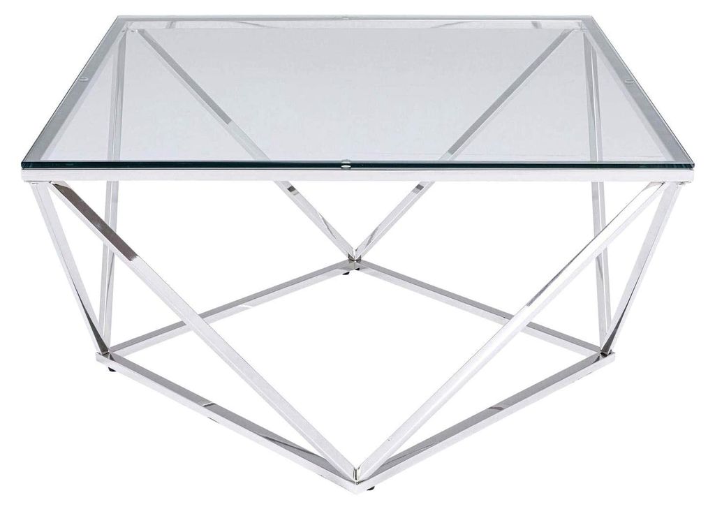 Couchtisch Cristallo, Silber, 45x80x80cm