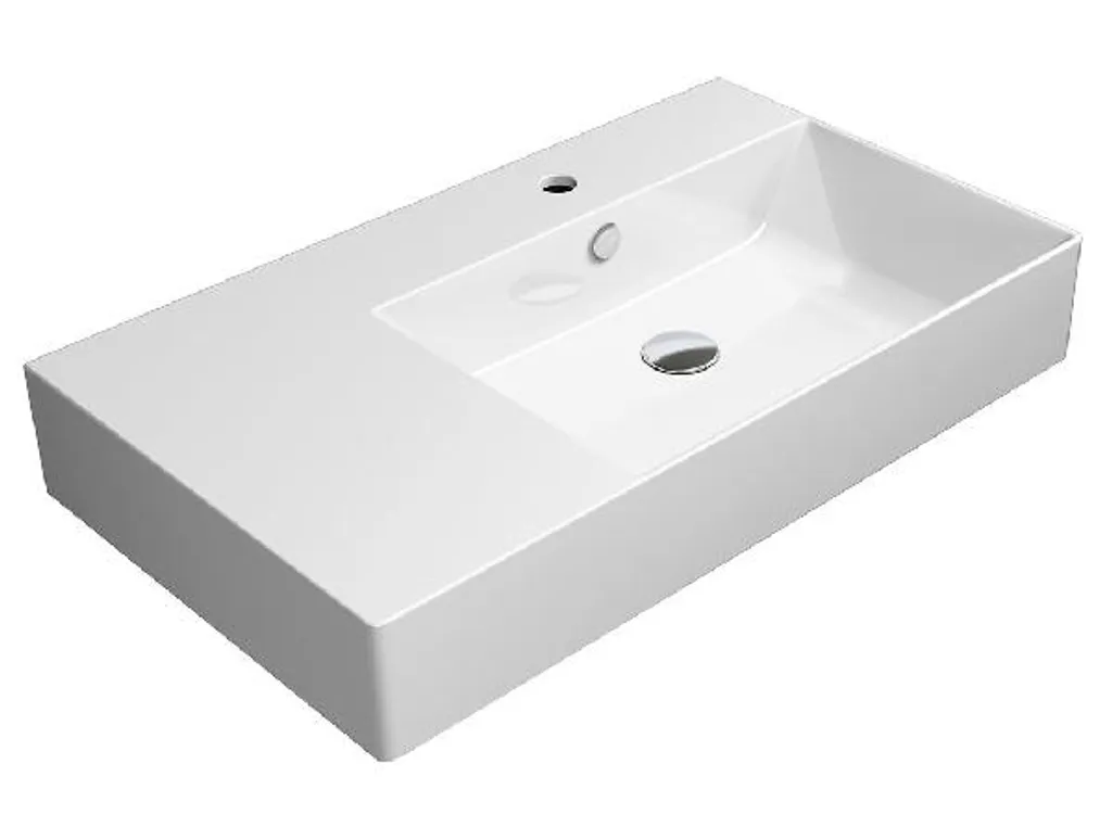 Grand Lavabo Rectangulaire GSI Kube X 80 cm en Céramique ExtraGlaze