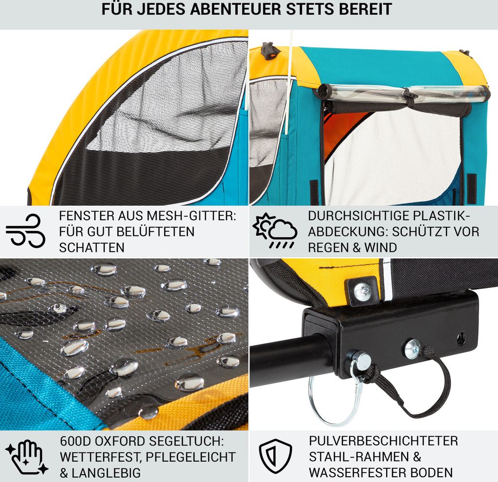 Klarfit Fahrradanhänger für Hunde, Stabiler Produktbild 5