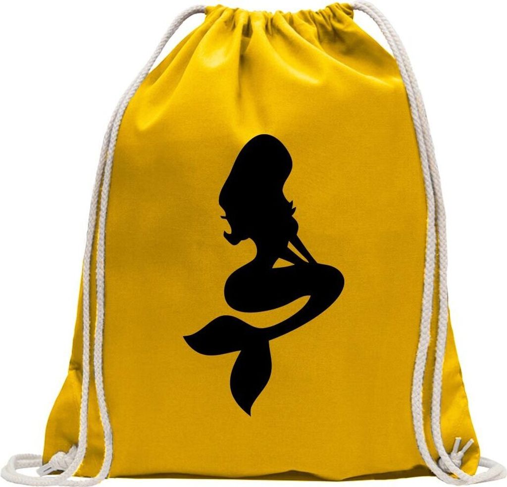 Kiwistar - Turnbeutel - gelb - Meerjungfrau 2 - Seejungfrau - Fun Rucksack Sport Beutel Gymsack Baumwolle mit Ziehgurt