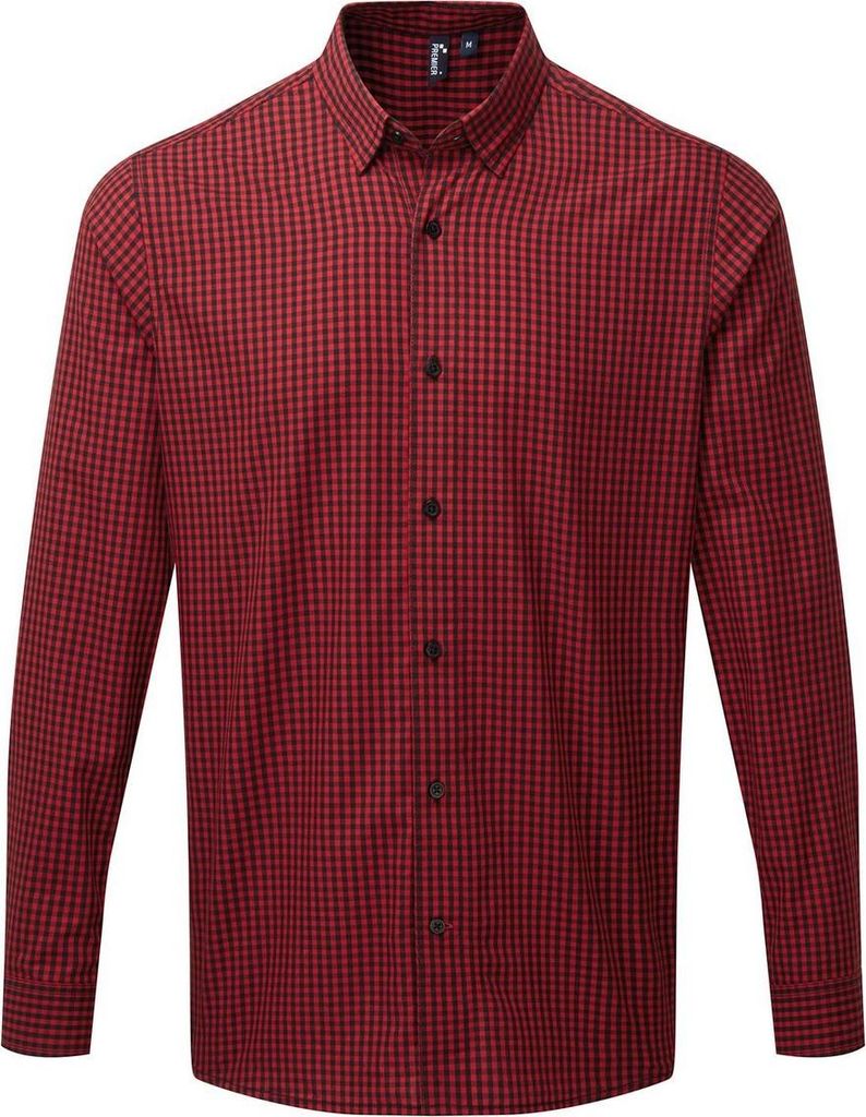 Premier - "Maxton" Hemd für Herren Langärmlig LT4966 (L) (Schwarz/Rot)