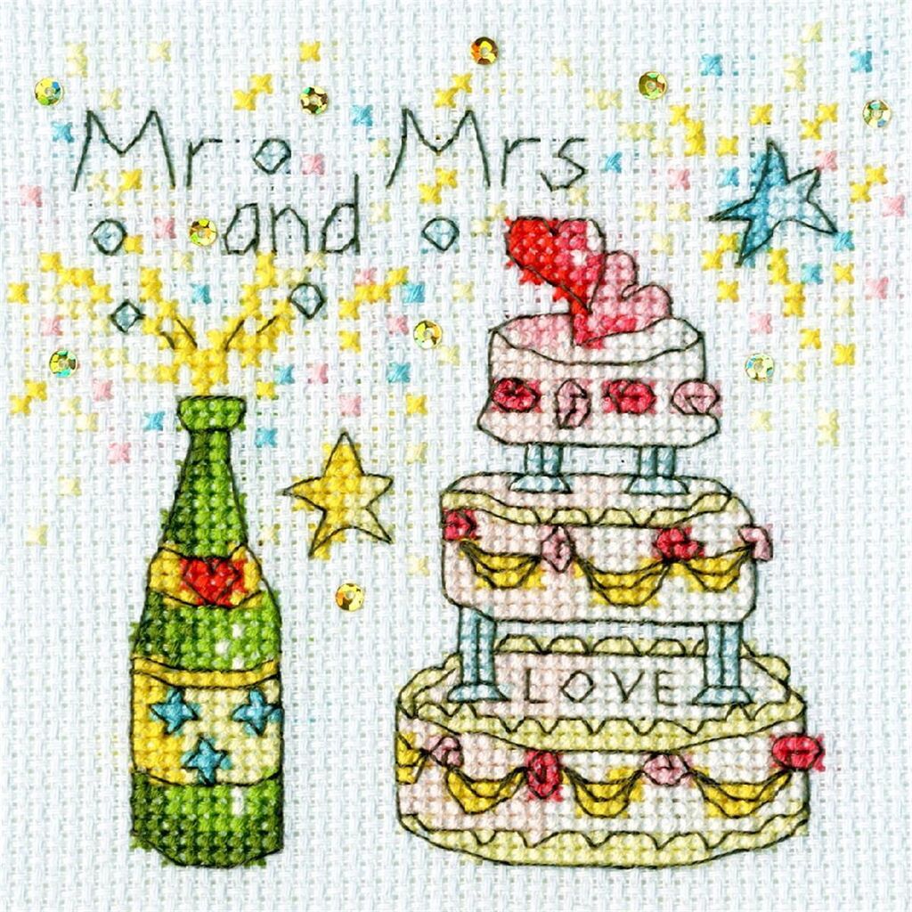 Bothy Threads Grußkarte Kreuzstich-Set "Prost Karte", 10x10cm, XGC7, Zählmuster
