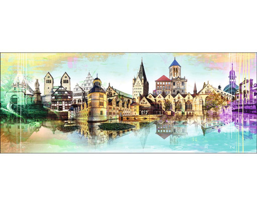 Glasbild Paderborn Wahrzeichen Panorama I 125x50 cm
