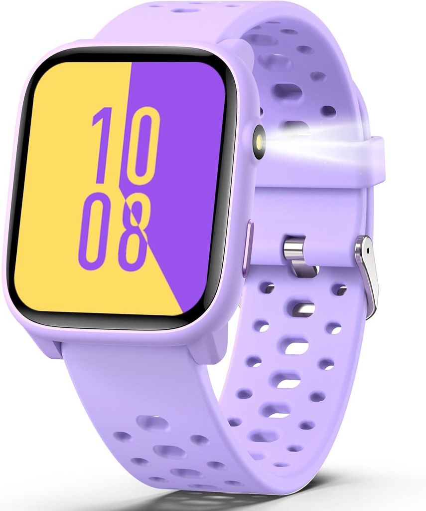 Smartwatch Kinder,Digitale mit Schrittzähler, 24/7 Puls, IP68 , Schlaf-Monitor, Wecker, Puzzle-Spiele, 1,85" HD-Touchscreen für Mädchen Jungen 6-16