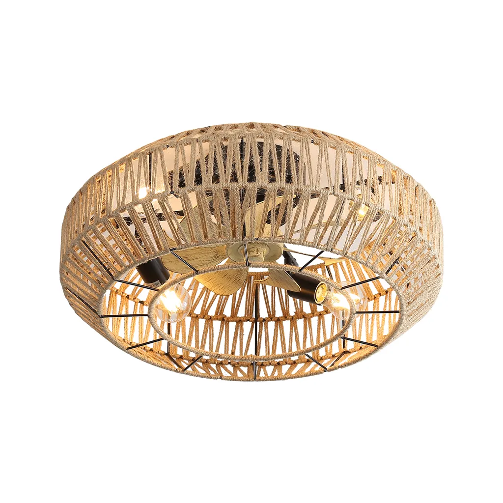 Petit Ventilateur de Plafond Design Boho 56 cm avec Moteur DC Silencieux