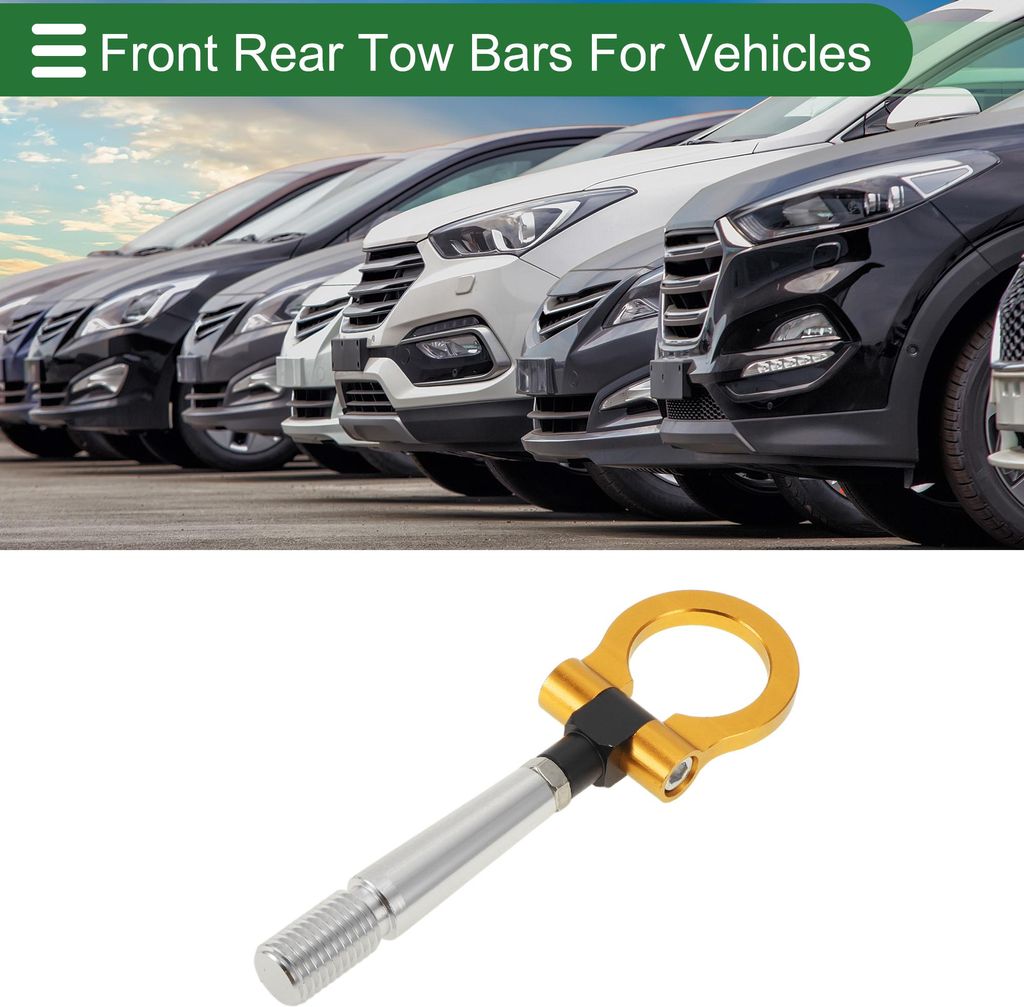 Zugstangen für Fahrzeuge für Mitsubishi Lancer-ex 2007-2012 Vorne Hinten Schlepphaken 23.6mm Aluminium Legierung 140.8mm Gold Ton 1 Set