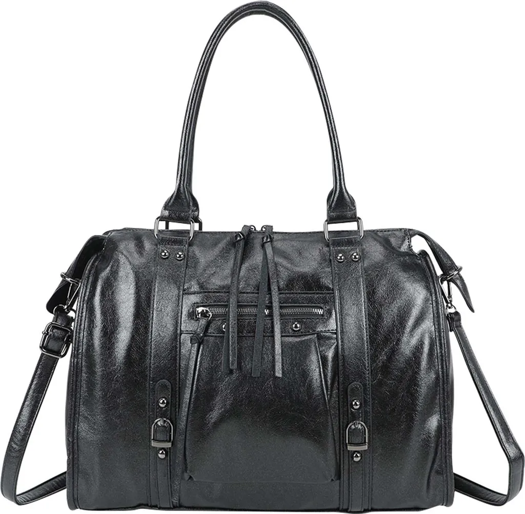 Grand Sac Cabas Noir pour Femme à Poignées Rigides et Sangle Amovible