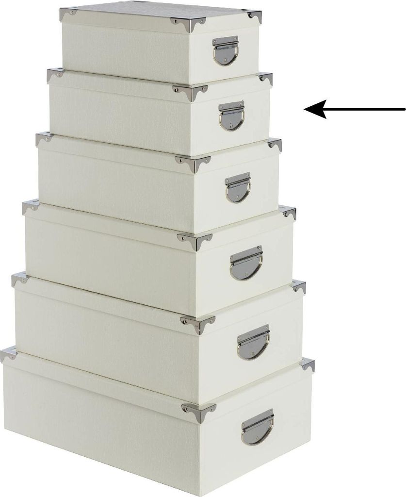 5Five Aufbewahrungsbox/Box - elfenbeinweis - L32 x B21,5 x H12 cm - Karton
