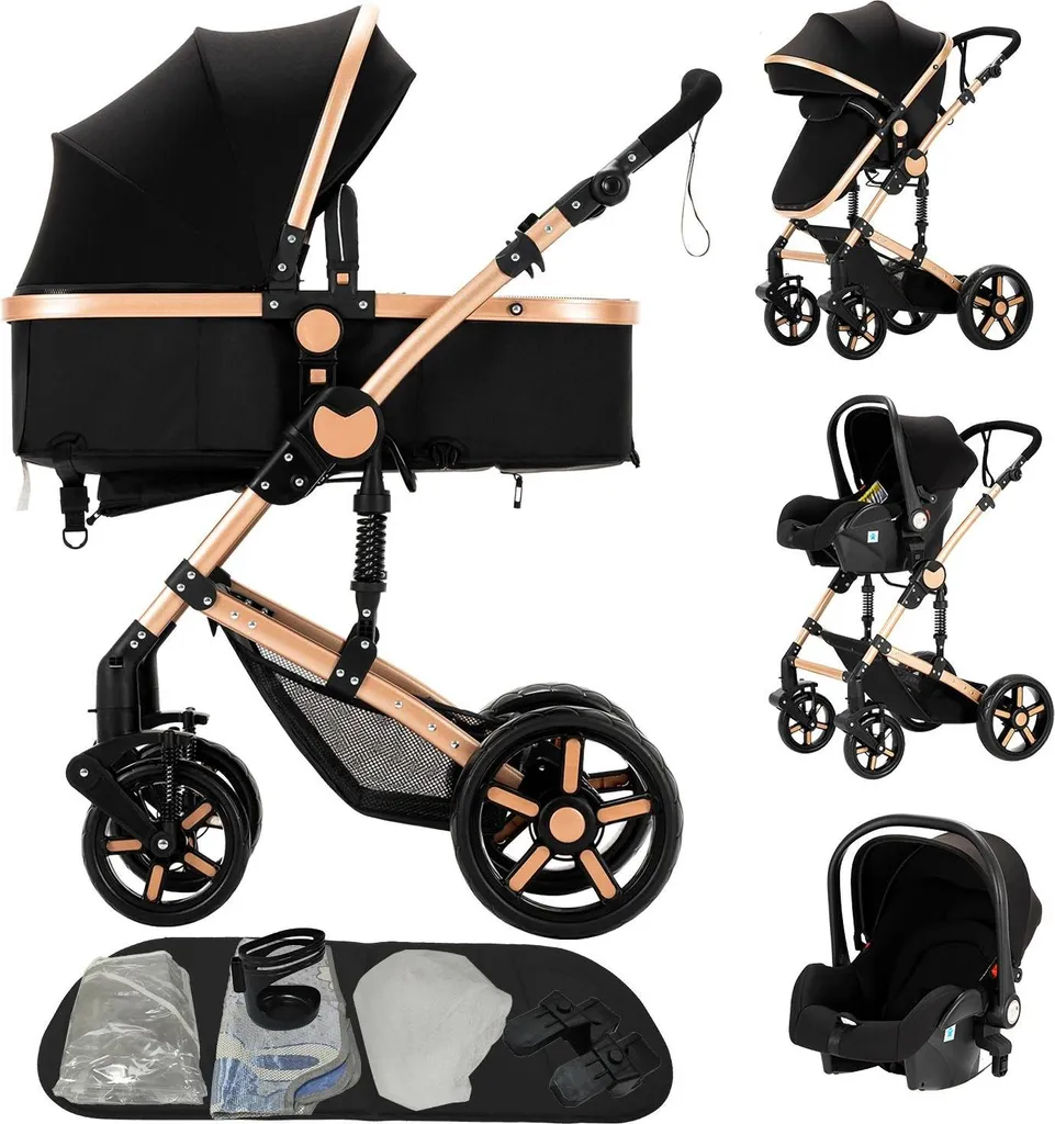 Aide au portage 588 pliable pour voyager avec bébé en Noir et or