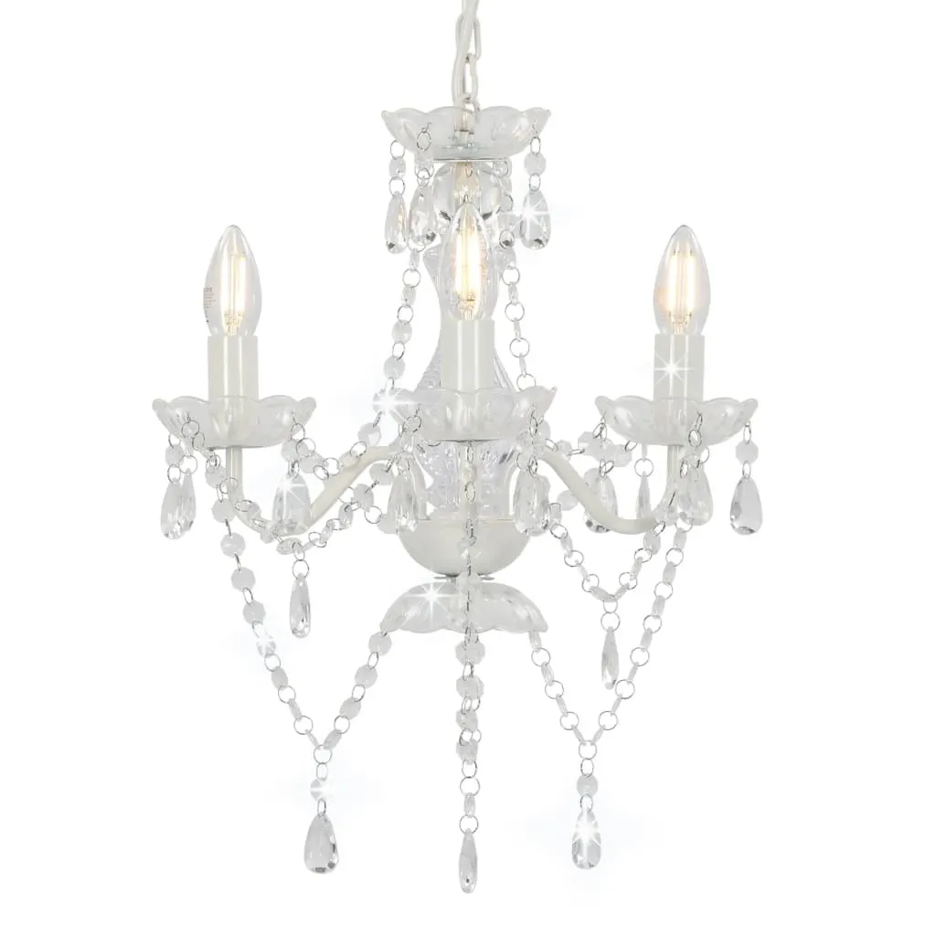 Lustre blanc Lohberg chic et léger en métal et acrylique 36x42 cm