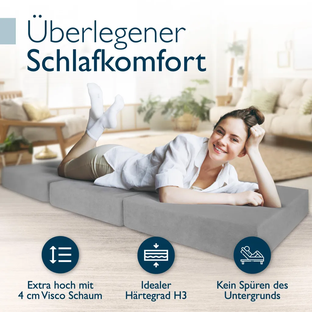 Matelas d'Appoint Pliable 75x195cm - Lit de Camp Confortable avec Housse - 5