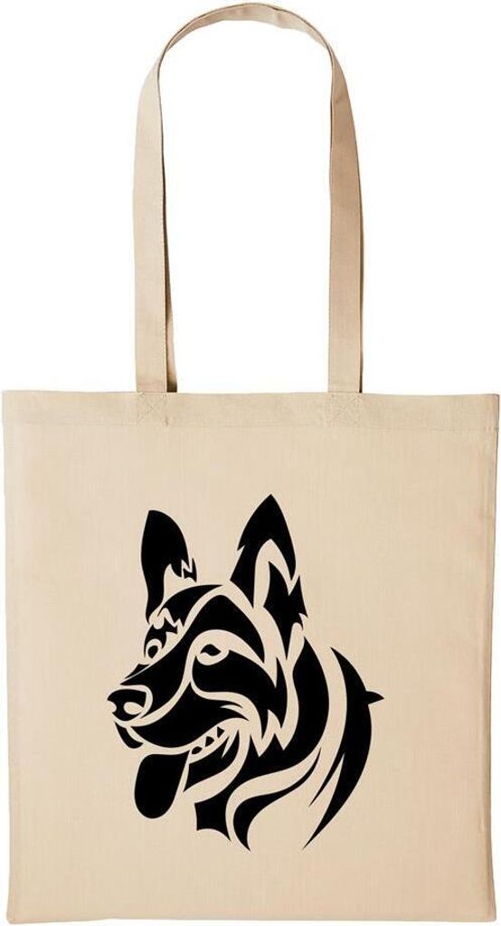 Huuraa Baumwollbeutel Deutscher Schäferhund Geschenk Einkaufstasche Natural 10 Liter Baumwolle Deutscher Schäferhund Accessoire