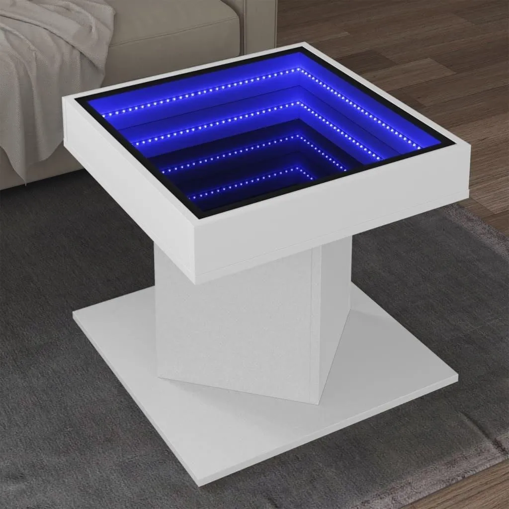 Tavolino vidaXL Bianco con Luci LED | Mobile Living 50x50x45 cm - 2