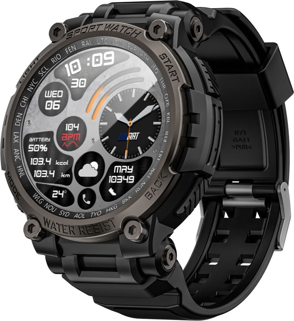 LOKMAT ATTACK MAX BT5.3 Smartwatch, 1,53 Zoll Touchscreen, Fitness-Tracker mit BT-Anrufen, Nachrichten und Anruferinnerungen, Herzfrequenz-/Schlafg...