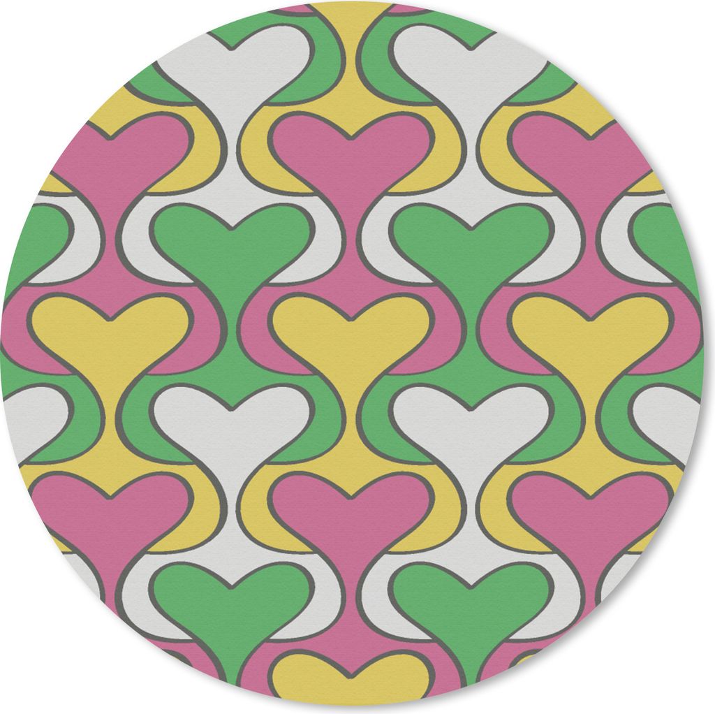 MuchoWow Mauspad Mousepad Herz - Retro - Muster 50x50 cm - Mousepads - Maus Mat - Pad - Mausunterlage - Vinyl