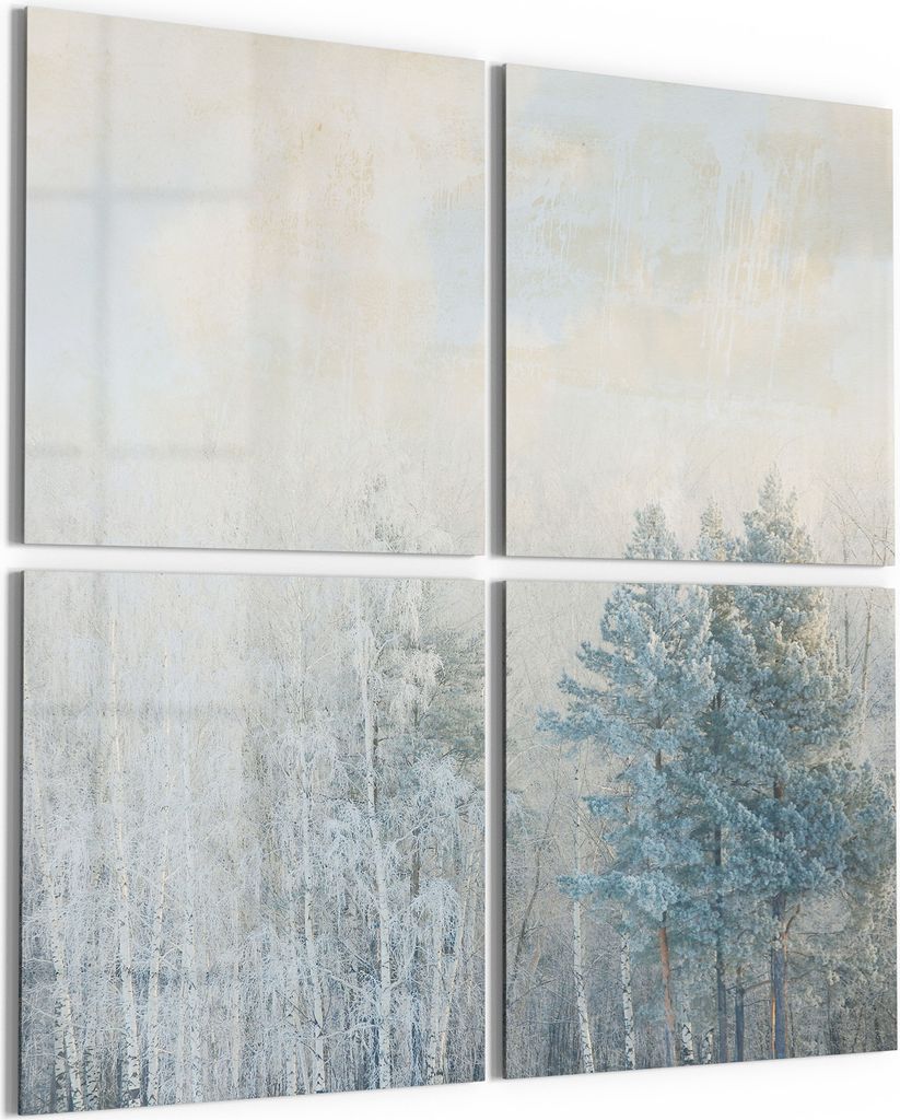 DEQORI Glasbild Echtglas 4x50x50 cm 'Frostige Stille' Wandbilder XXL groß