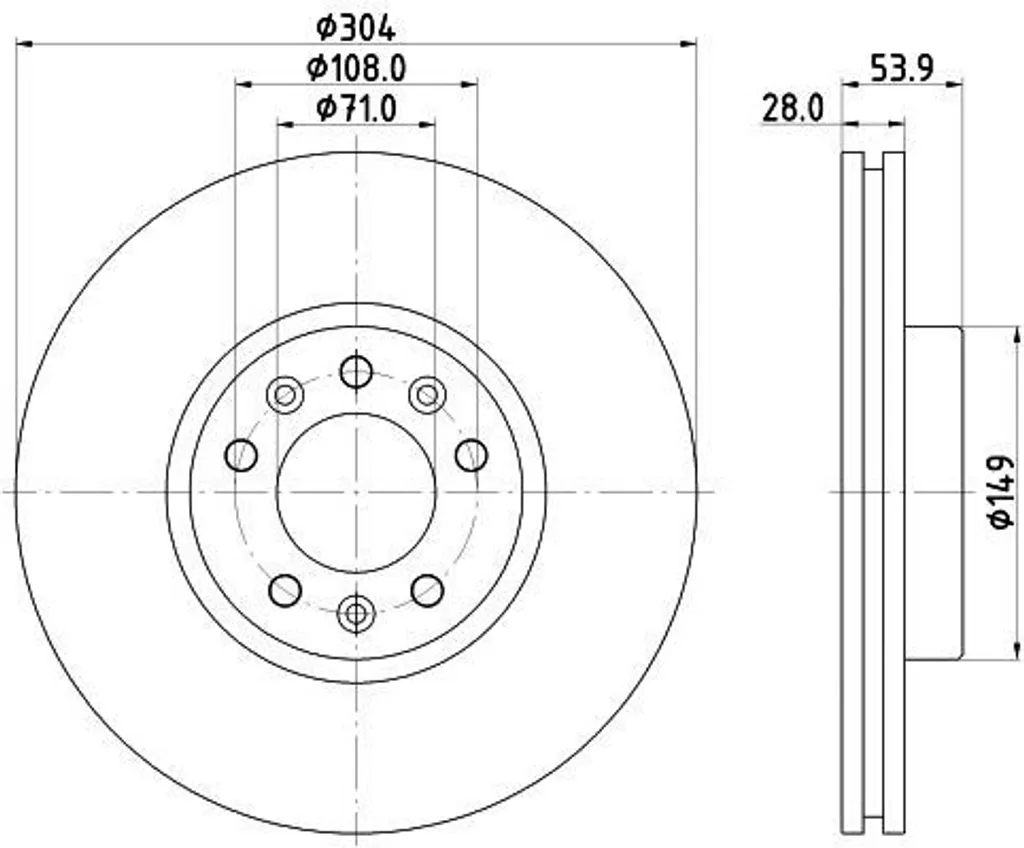 Disque de frein avant ventilé pour Citroën Jumpy et Peugeot Expert V - HELLA