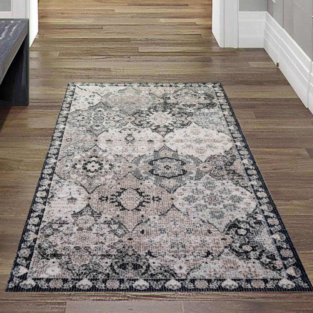 Teppich Orient Teppich Outdoor Wohnzimmerteppich Ornamente in grau Größe - 80 x 150 cm
