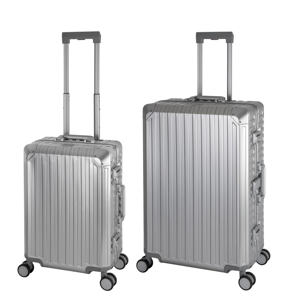 Travelhouse Tokyo - 2er Reisekoffer Set S+L - Aluminium Hartschale Silber