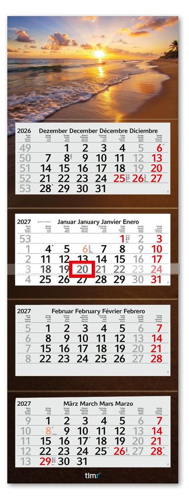 Timr 4-Monatskalender 2027 - Wandkalender I Motiv Produktbild 