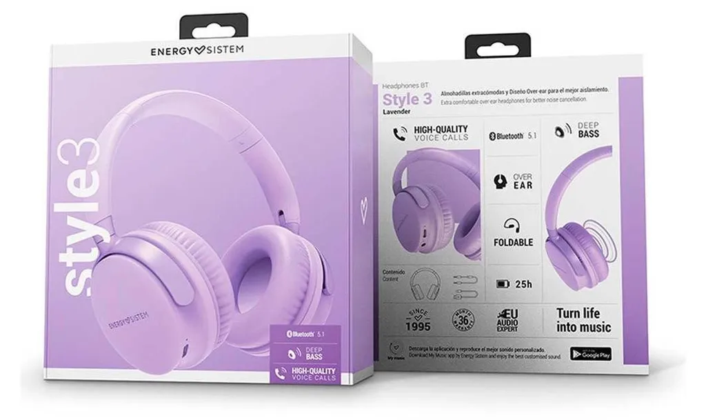 Casque Bluetooth Energy Sistem Style 3 Violet Lavande - Audio Sans Fil