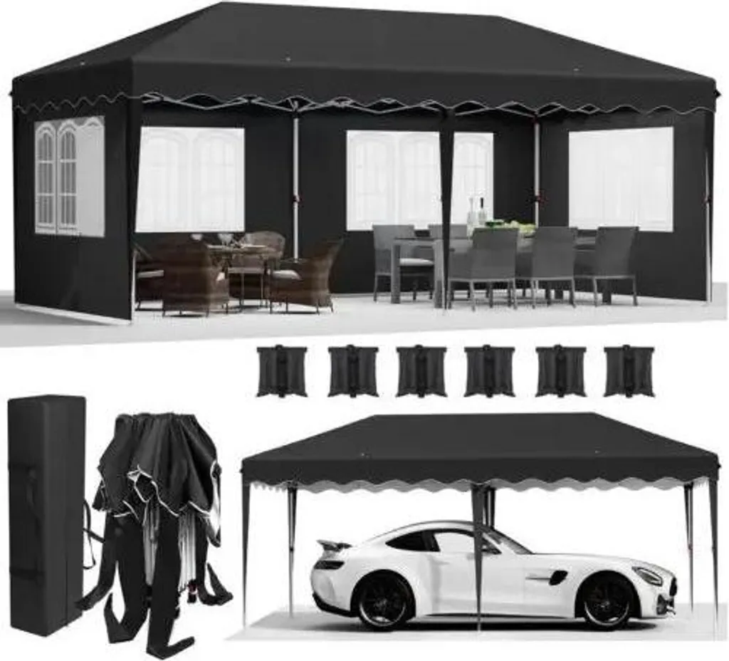 Abri de jardin 3x6m stable et étanche avec lestage pour vent et soleil