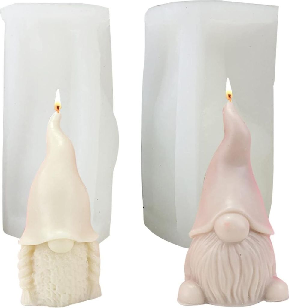 Weihnachtsmann Kerzenformen - 2 Stück | DIY Silikonform für Weihnachtsmann und Weihnachtswichtel | Seife, Kerzen, Aromasteine, Schlüsselanhänger