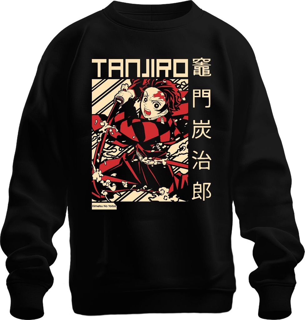 Tanjiro Kimetsu No Yaiba Dämonenjäger Schwert Feuer Geschenk Uni Sweatshirt Pullover, Schwarz, 3XL