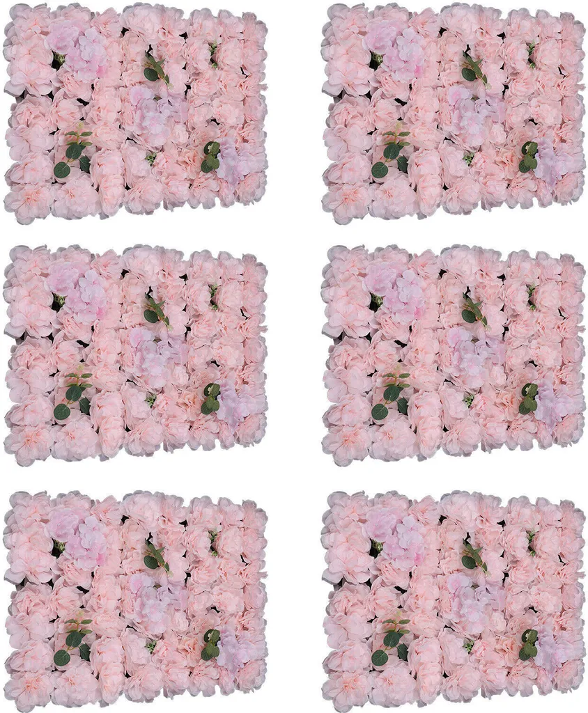 Mur de Fleurs Roses Artificielles sans Entretien pour Décor Mural 6pcs