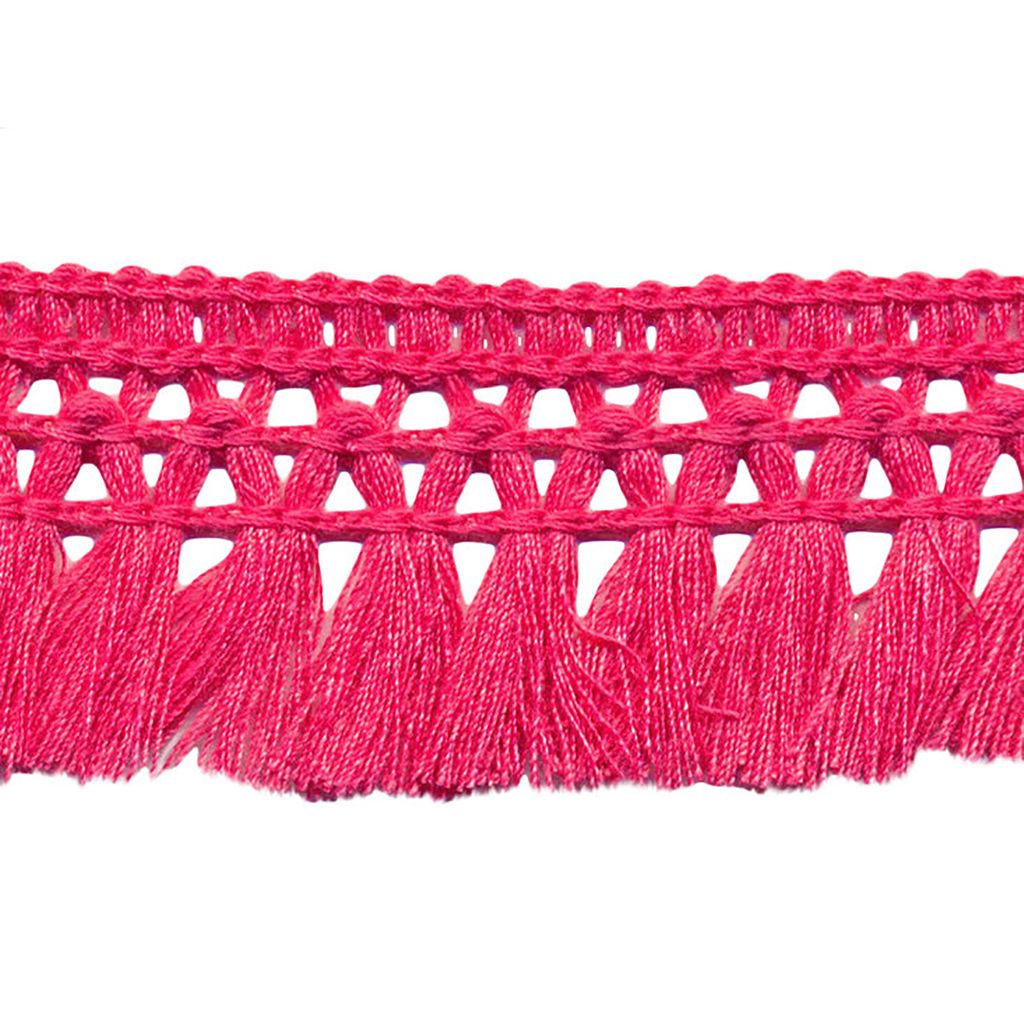 1m Fransenborte 32mm Meterware 26 Farben Quastenborte Zierborte Farbwahl, Farbe:fuchsia