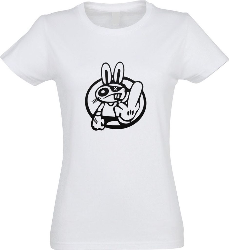 Kiwistar - T-Shirt tailliert - Damen - Weiss - Drift Rabbit - mit Motiv Bedruckt - Funshirt Design - Sport - Freizeit - Damen - XL