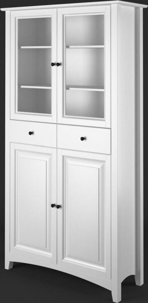 Vitrine Kiefer Vollholz massiv weiß Lagopus 111 - Abmessungen: 200 x 80 x 42 cm (H x B x T)