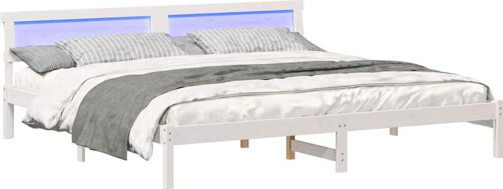 Bettrahmen mit Kopfteil Weiß 180 x 200 cm Massives Kiefernholz