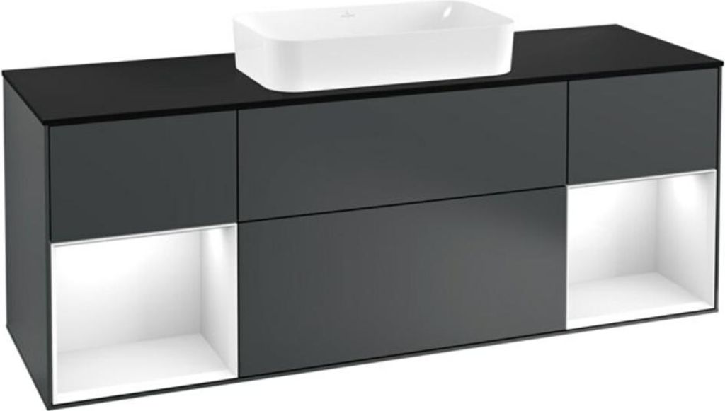 V&B Waschtischunterschrank Abdeckplatte bla m Finion 160x60cm, Reg glo wh. Lac, md bl. m Lac