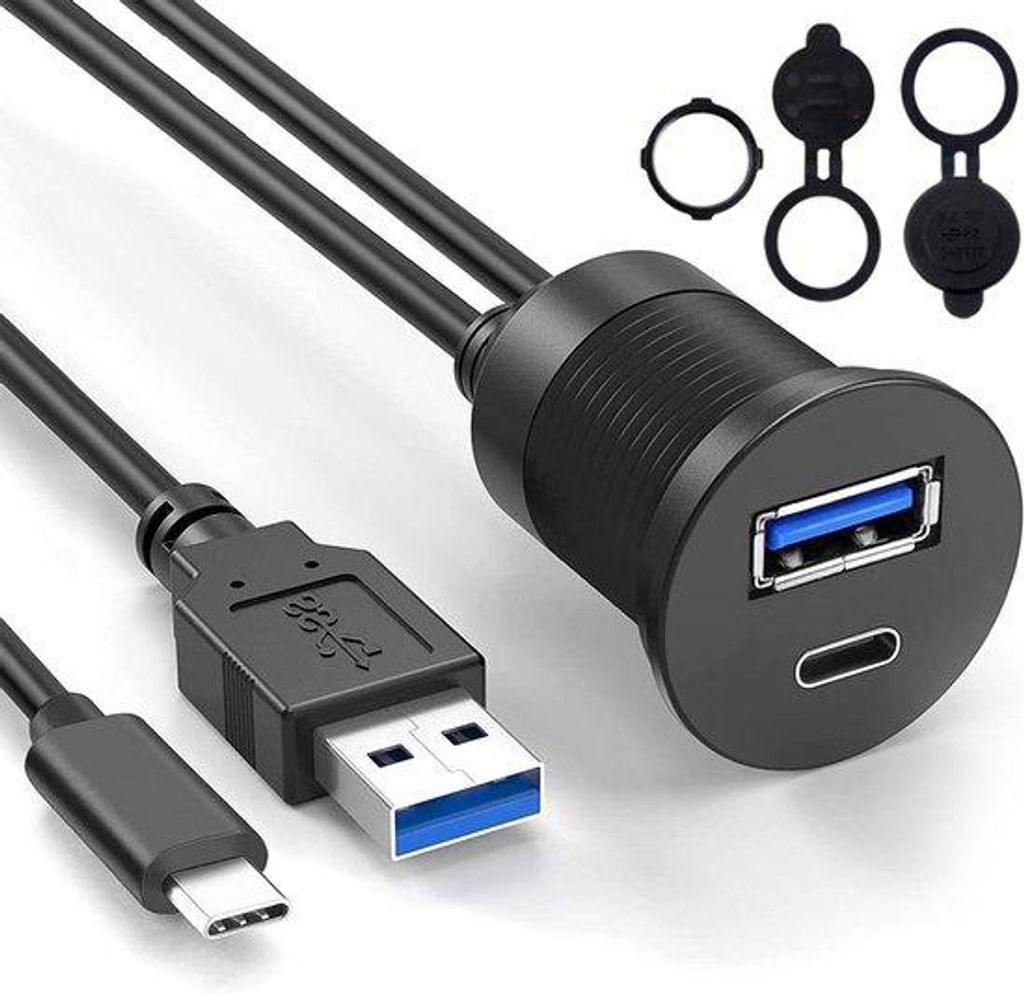 USB 3.0-Kabel, wechselbar, mit LED-Licht, wassergeschützt, für Fahrzeuge, Wasserfahrzeuge und Motorradfahrzeuge.