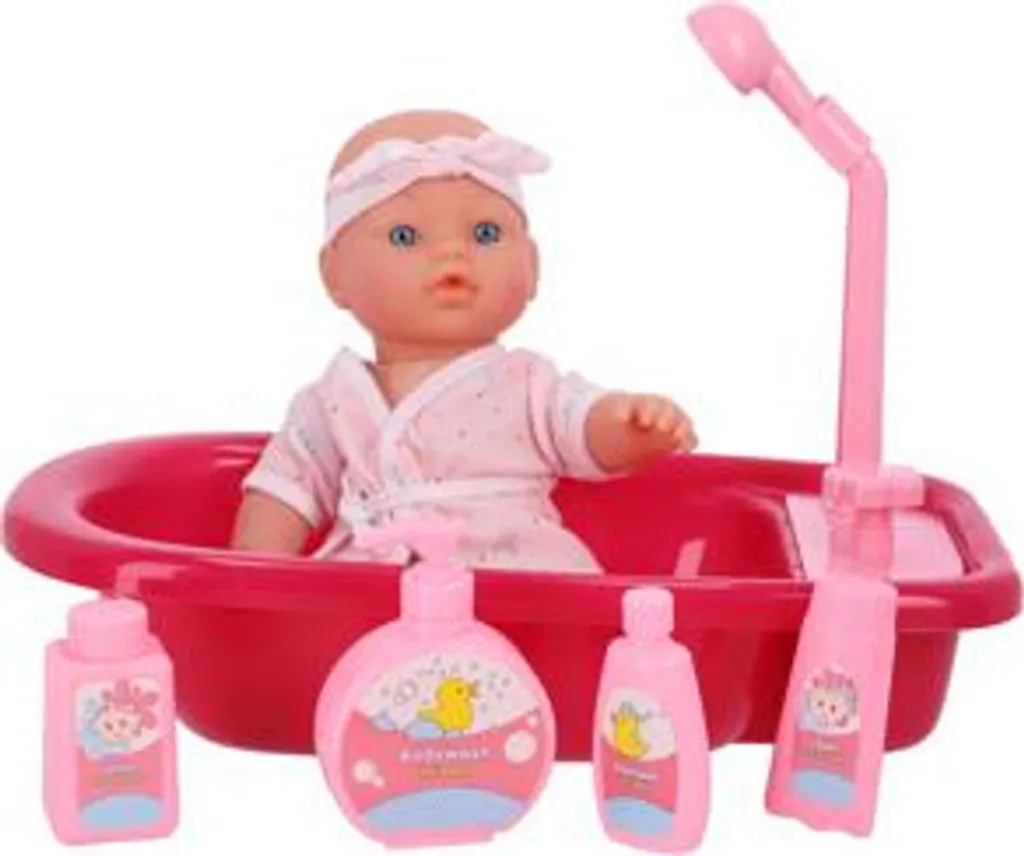 Coffret baignoire jouet pour poupon avec douchette réelle et 5 éléments