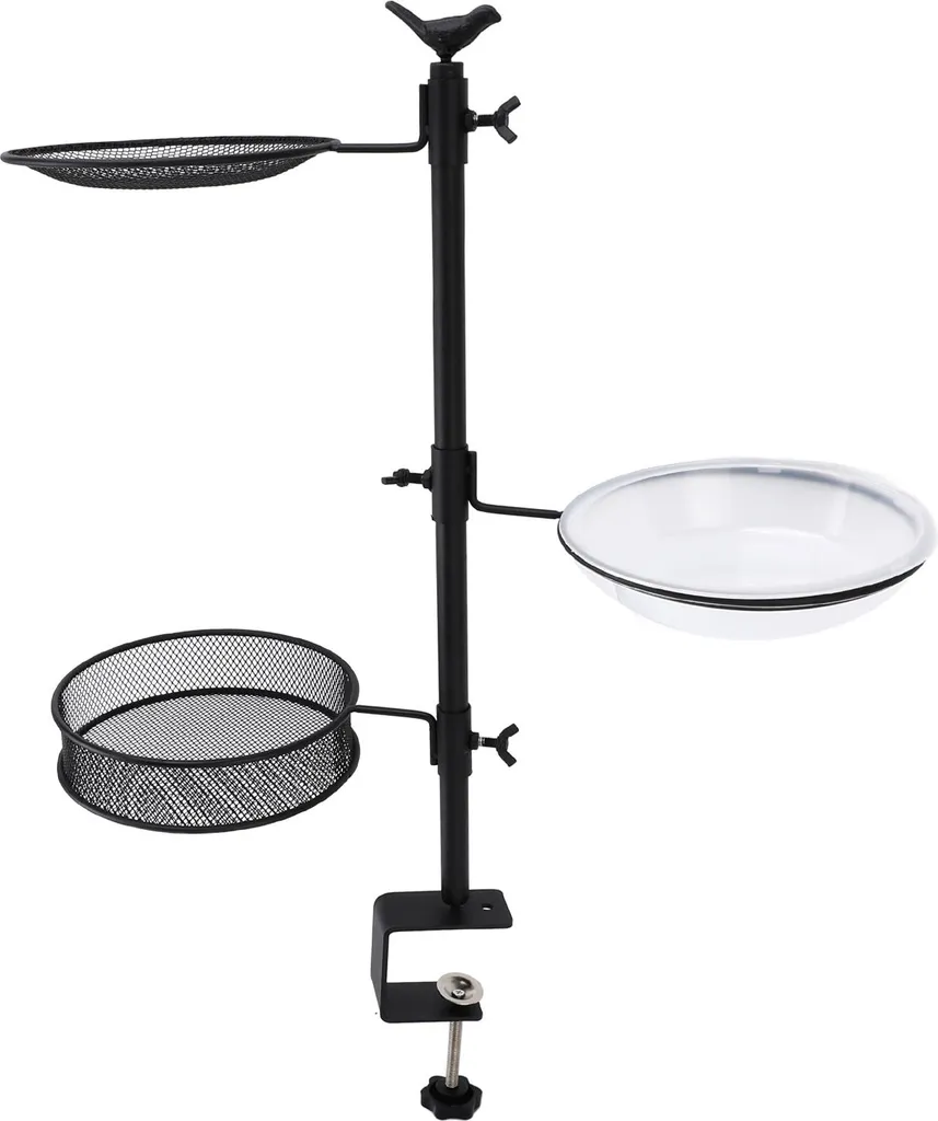 Mangeoire Oiseaux Extérieure avec 3 Plateaux Amovibles et Fixation Rail