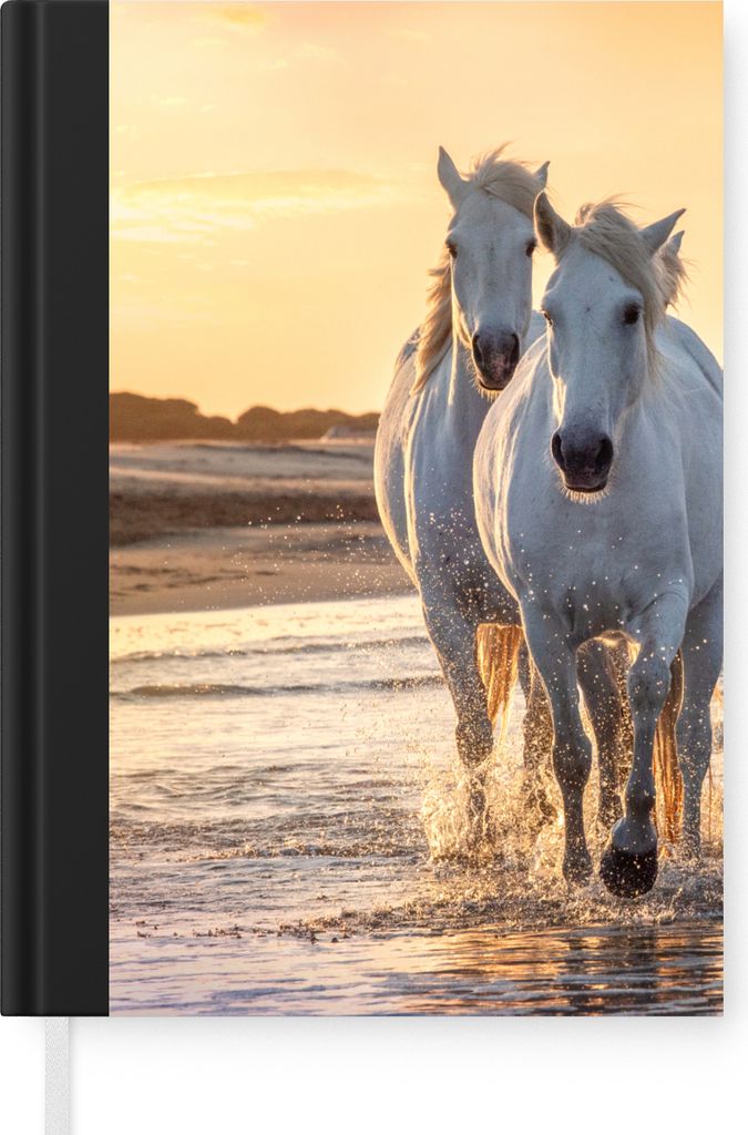 MuchoWow Notizbuch Tagebuch Haushaltsbuch Notebook A5 Pferde - Wasser - Strand - Tiere - Notizblock - Notizheft - Notebook - Schreibblock - Papier