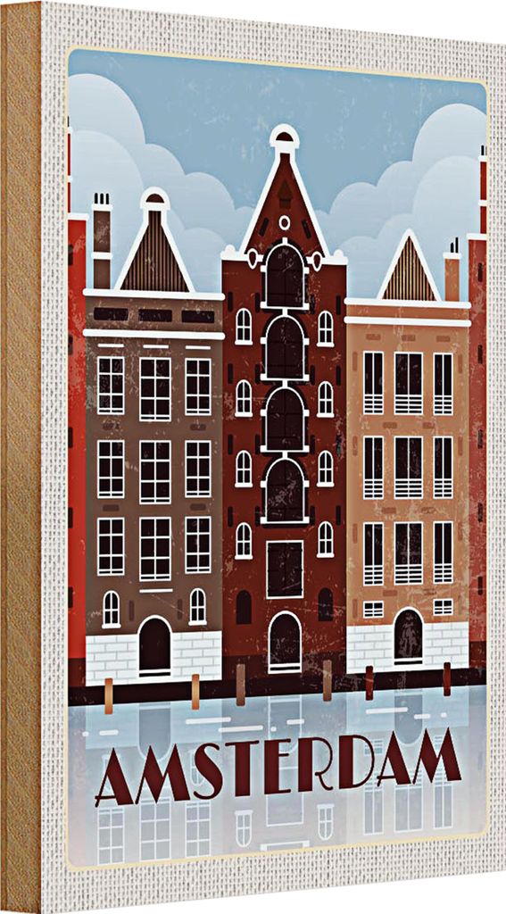 Holzschild Reise 20x30cm Amsterdam Reiseziel